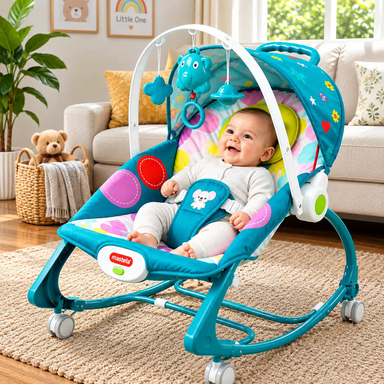 👶 4-in-1 Wheel Rocker 🛞 চাকা + 🎵 মিউজিক + 🧸 টয় + 💚 ভাইব্রেশন